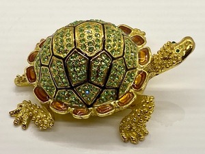 lot 39 image: Bedazzled and Sparkly Turtle Figurine Trinket Box