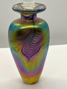 lot 35 image: Multi Colored Beautiful Art Glass Dabber Bottle by Robert Held