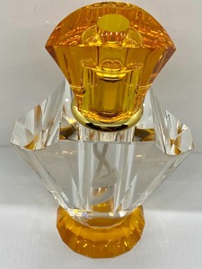 lot 180 image: Glass Oil Candle with Marigold Colored Glass