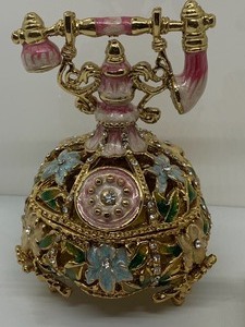 lot 268 image: Two Bejeweled Phone Figurine Trinket Boxes