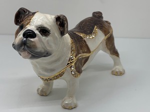 lot 263 image: Bejeweled Bulldog Figurine Trinket Box