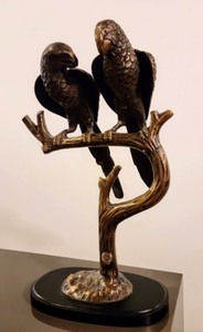 lot 50 image: Pair of Bronze Parrot Sculptures