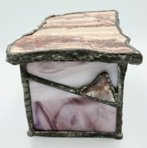 lot 67 image: Stained Glass and Stone Trinket Box