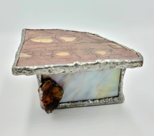 lot 70 image: Stained Glass and Jasper Trinket Box