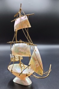 lot 235 image: French Mother of Pearl Sailboat Inkwell