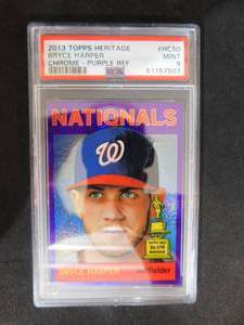 lot 2 image: PSA 9 2013 Topps Heritage Chrome Purple Refractor All Star Rookie Bryce Harper #HC50