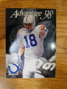 lot 18 image: 1998 Collectors Edge Advantage Peyton Manning Rookie Card #189 HOFer