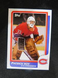 lot 23 image: 1986-87 Topps Patrick Roy Rookie Card #53 HOFer LK