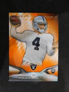 lot 84 image: 2014 Topps Platinum Orange Derek Carr Rookie Card #102
