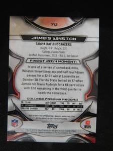 lot 85 image: 2015 Finest Jameis Winston Rookie Card #70 LK