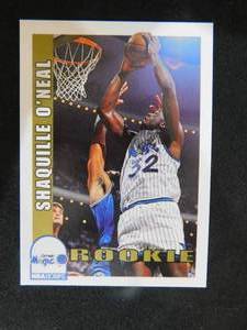 lot 94 image: 1992-93 NBA Hoops Shaquille ONeal Rookie Card #442 HOFer LK
