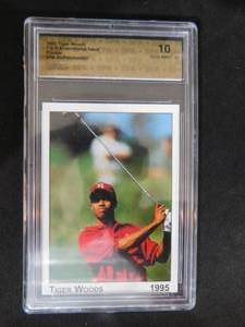 lot 176 image: 1995 F & S Promtional Issue SPA Gem Mint 10 Tiger Woods Rookie Card RARE