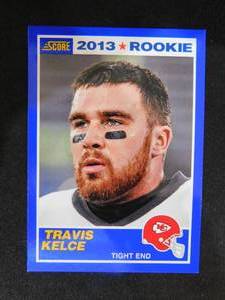 lot 180 image: 2013 Score Blue Travis Kelce Rookie Card SP #431 LK