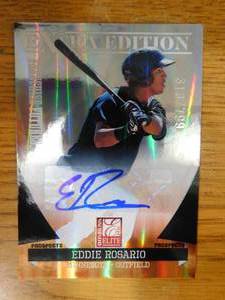 lot 184 image: 2011 Donruss Elite Autograph Eddie Rosario Rookie Card Serial #313799 LK