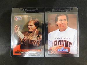 lot 219 image: (2) 1991 Pro Set & Pro Line Bill Belichick Rookie Cards LK