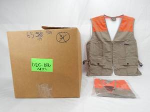 Case of 65 Gander Mountain Adult Small Tan and Blaze Orange Fishing Hunting Vests