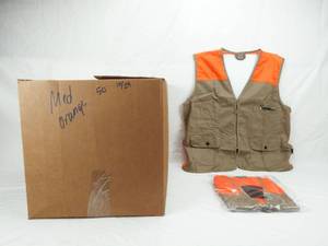 Case of 50 Gander Mountain Adult Medium Tan and Blaze Orange Fishing Hunting Vests