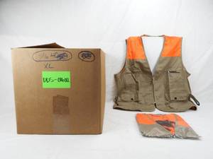 Case of 40 Gander Mountain Adult XL Extra Large Tan and Blaze Orange Fishing Hunting Vests
