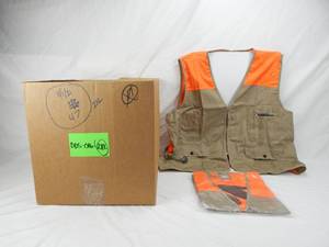 Case of 47 Gander Mountain Adult XXL 2XL Tan and Blaze Orange Fishing Hunting Vests