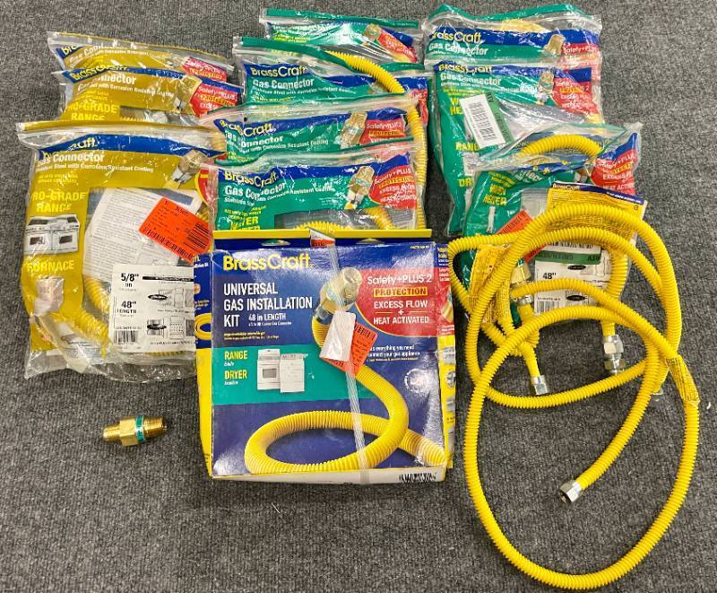 lot 11 image: 12 Brasscraft FurnaceRange and DryerSpace Heater Gas Connectors