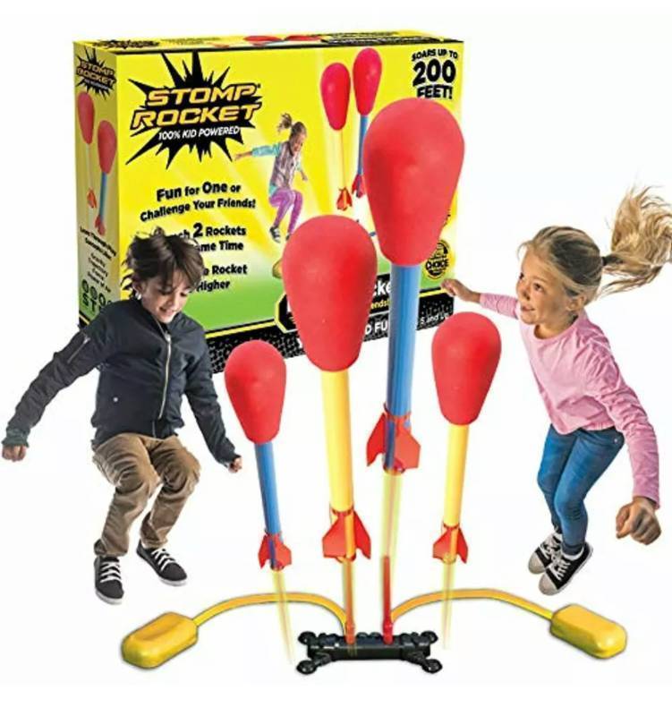 lot 60 image: The Original Stomp Rocket Dueling 4-Rocket STEM Game Outdoor Toy.