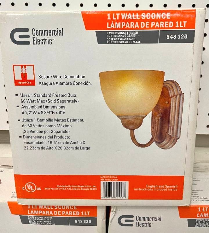 lot 41 image: Lot of 3 Commercial Electric Wall Sconce Lights 