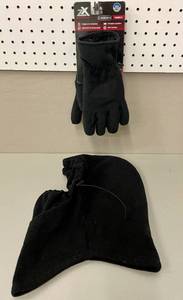lot 62 image: Tek Gear Warm Microfleece Black Gloves and Hooded Gaiter