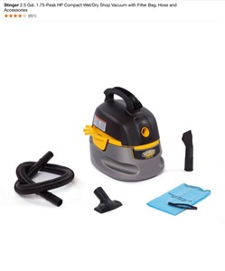 Stinger 2.5 Gal. 1.75-Peak HP Compact WetDry Shop Vacuum with Filter Bag, Hose and Accessories  Other Vacuum Accessories. See Pictures