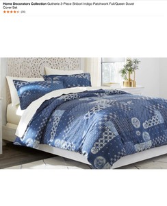Home Decorators Collection Gutherie 3-Piece Shibori Indigo Patchwork FullQueen Duvet Cover Set & King Sized Sheet Set. See Pictures