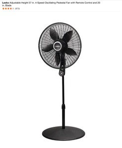 Lasko 57 in. Pedestal & 20 in. Box Fans. Various Conditions. See Pictures