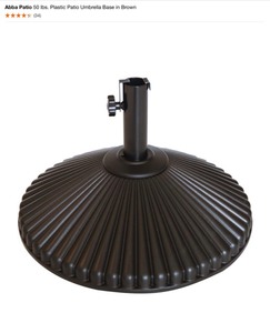 Abba Patio 50 lbs. Plastic Patio Umbrella Base in Brown & LAUREL CANYON 10 ft. Market Outdoor Patio Umbrella with Push Bottom Tilt and Crank for Backyard Turquoise. See Pictures