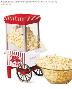 Nostalgia Old Fashioned 1040 W 12-Cup Red Hot Air Popcorn Maker with Measuring Cup & Koolatron 3-Tier Stainless Steel Chocolate Fountain. See Pictures