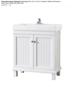 Home Decorators Collection Parkbridge 30 in. W x 15.10 in. D Vanity in White. ((CABINET ONLY)). See Pictures