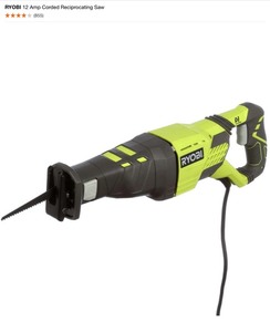 RYOBI 12 Amp Corded Reciprocating Saw. See Pictures