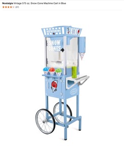 Nostalgia Vintage 575 oz. Snow Cone Machine Cart in Blue. See Pictures