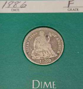 1886 US SEATED LIBERTY DIME REV SCRATCHES