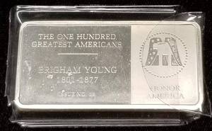 500 GRAINS (1.04 TROY OZ) 92.5% STERLING SILVER ART BAR BRIGHAM YOUNG