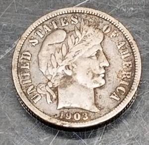 1903 BARBER DIME FULL LIBERTY