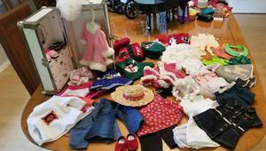 lot 54 image: American Girl Cottage Wardrobe Trunk and Outfits