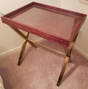 lot 7 image: Brass Polo Ralph Lauren Moc Croc Bar Table