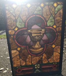 lot 62 image: Vibrant Salvage Stain Glass Panel