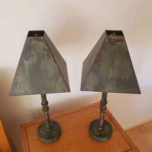 lot 65 image: Oxidized Metal Candlestick Lamps