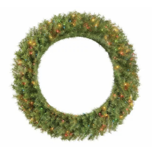 48-IN Pre-Lit Norwood Fir Artificial Christmas Wreath Plug-In 200 Lights Decor