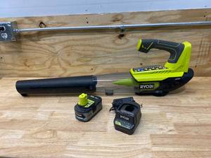 RYOBI ONE 18V 100 MPH 280 CFM Cordless Battery Variable-Speed Jet Fan Leaf Blower with 4.0 Ah Battery and Charger