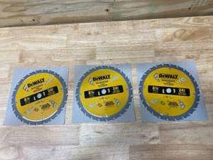 DEWALT Lot of 3-  DW3582 SERIES 20 8-14 24T CARBIDE THIN KERF CIRCULAR SAW BLADES