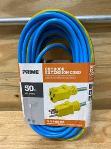 PRIME WIRE & CABLE Outdoor Extension Cord  50 Ft., 143 Gauge, 15 Amps, BlueYellow