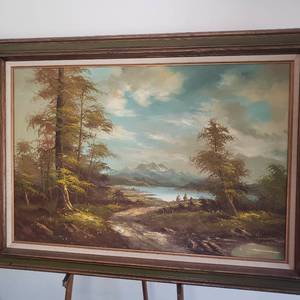 lot 3 image: Realism Oil by G. Tocher Distant Mountains