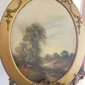 lot 12 image: 20th Century Oval Landscape