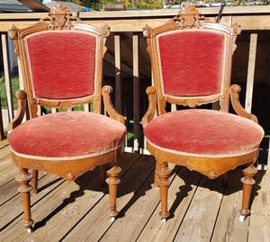 lot 14 image: Elegant East Lake Parlor Chairs