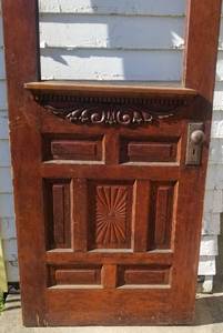 lot 86 image: Antique Carved Farmhouse Door